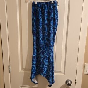 Justice Medium High-Low Girl Swim Skirt in Vibrant Blue Pattern